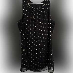 White House black market blouse. Black with gold polka dots.